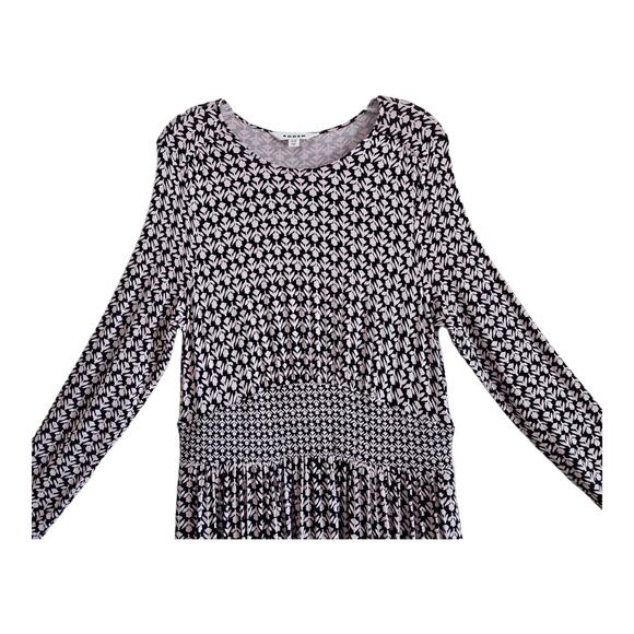 BODEN Women's 10 Thea Dress Pink Black Geometric Midi Long Sleeve Jersey Knit - Picture 2 of 8